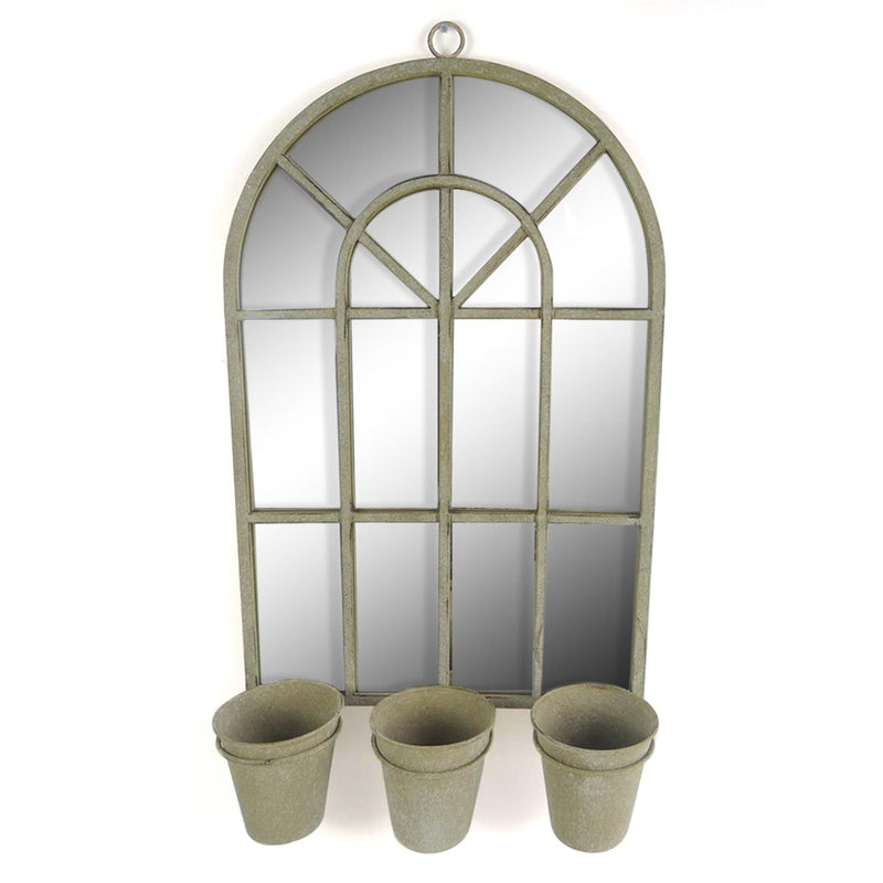 Metal Panel Mirror with Triple Planter