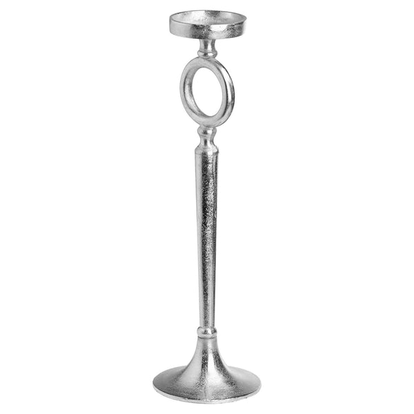 Small Silver Deco Candle Holder