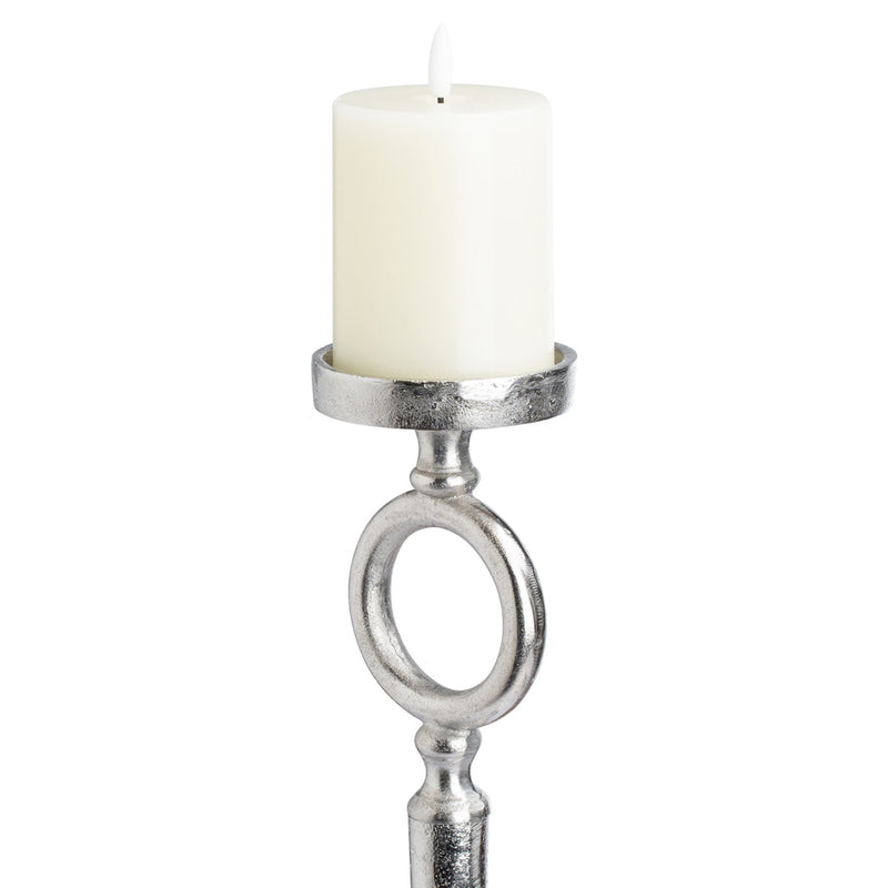 Small Silver Deco Candle Holder