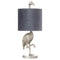 Silver Flamingo Lamp with Grey Velvet Shade