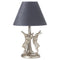 Silver Marching Hares Table Lamp with Grey Velvet Shade
