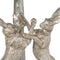 Silver Marching Hares Table Lamp with Grey Velvet Shade