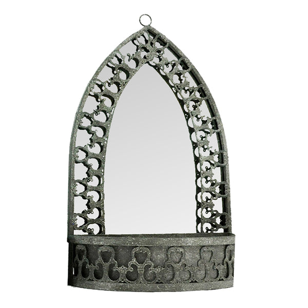 Small Arched Wall Mirror with Planter Tray