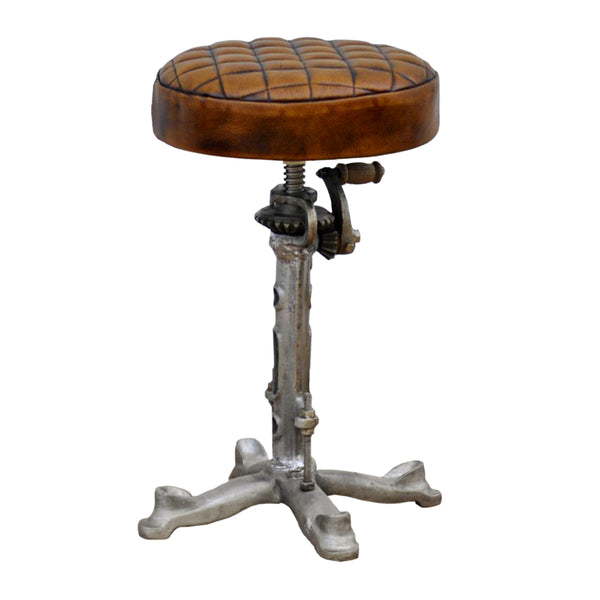 Industrial Leather Wind Up Stool