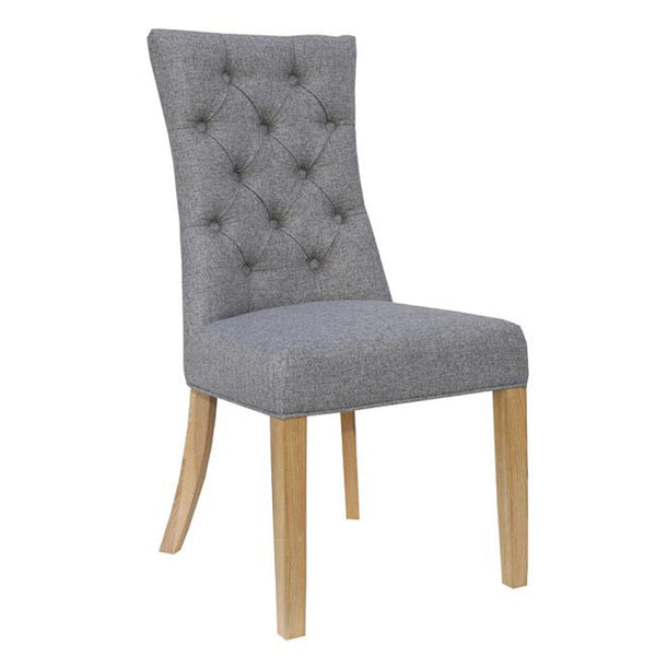 Paddington Curved Button Back Chair - Light Grey