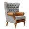 Cambridge Wrap Around Arm Chair -  Grey with Leather Arms