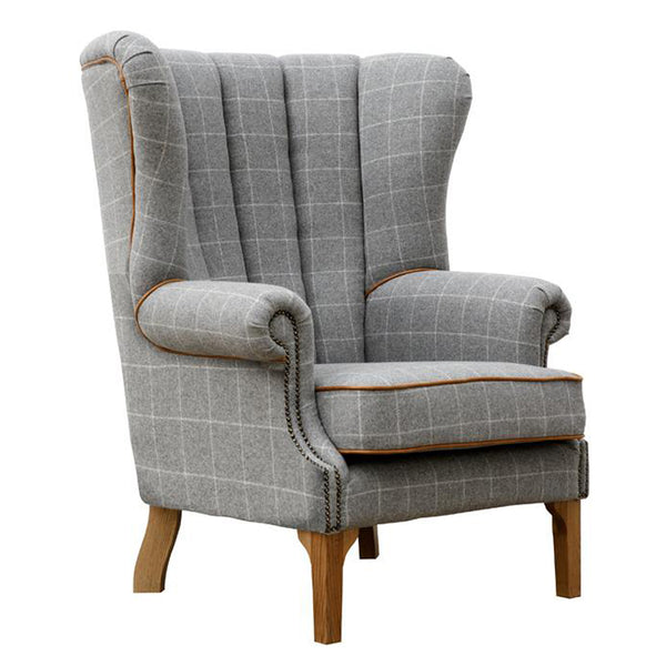 Cambridge Fluted Wing Arm Chair - Grey
