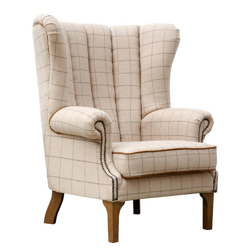 Cambridge Fluted Wing Arm Chair - Beige