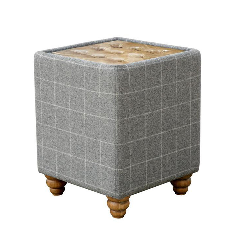 Cambridge Button Top Side Table with Glass - Grey