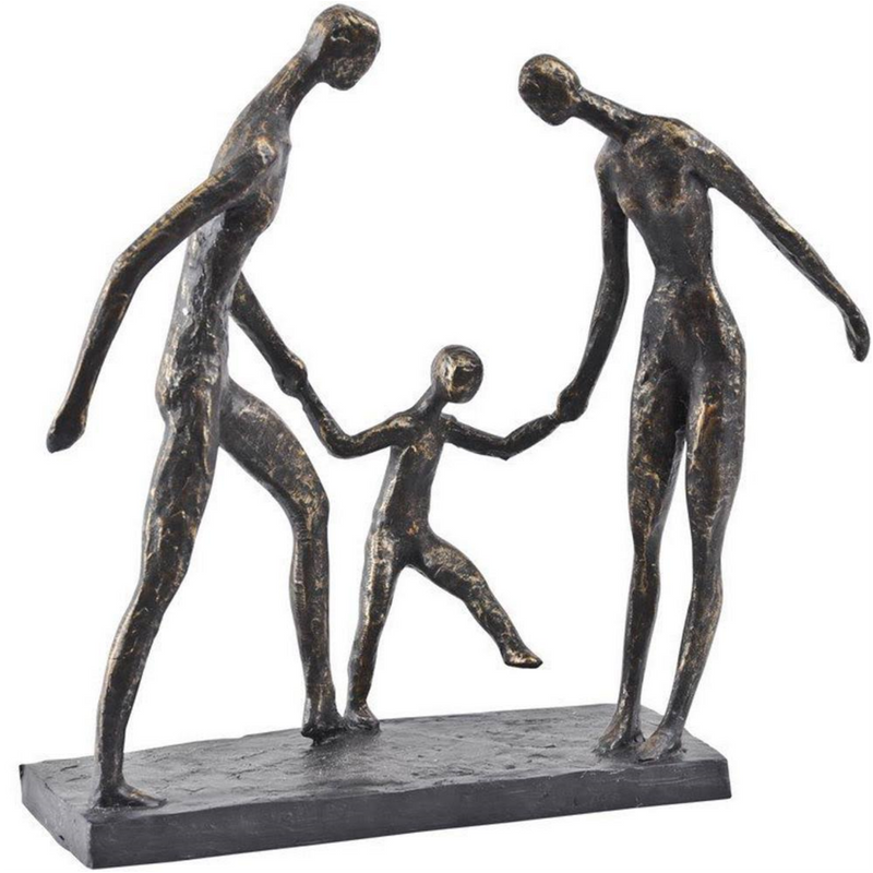 Family of Three Holding Hands Sculpture