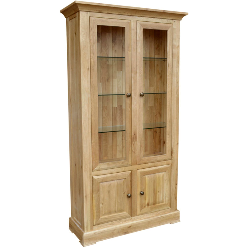 French Oak 2 Door Glazed Display Cabinet