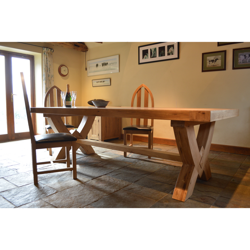 French Oak Grand Ox Bow Fixed Top Dining Table