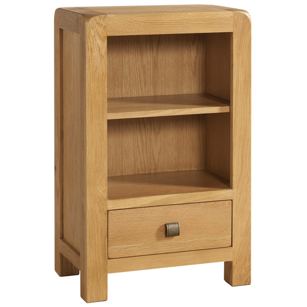 Sway Oak Low Bookcase with 1 Drawer