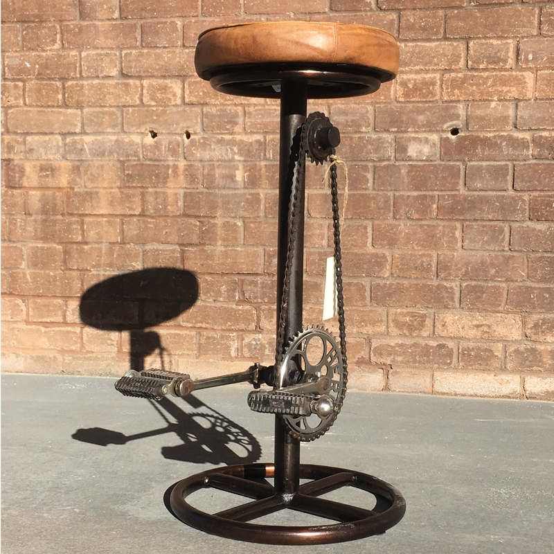 Brown Leather Pedal Stool