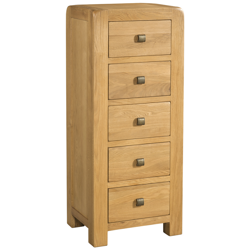 Sway Oak 5 Drawer Tall Chest